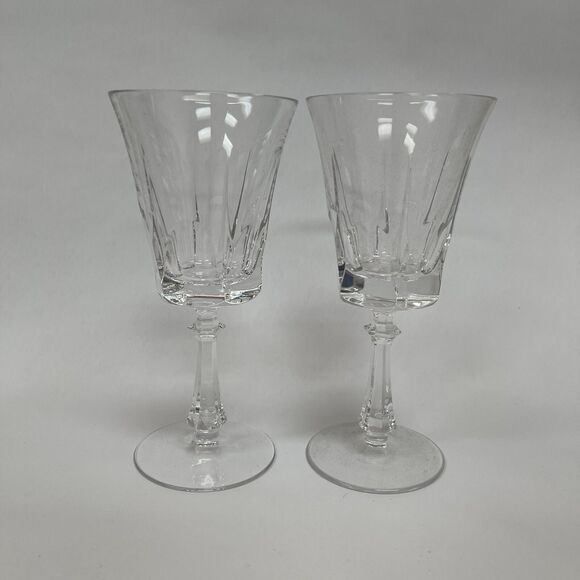 Gorham Crystal French Cathedral Clear Wine Glass Glasses Highball high Lot of 2 - Picture 3 of 6